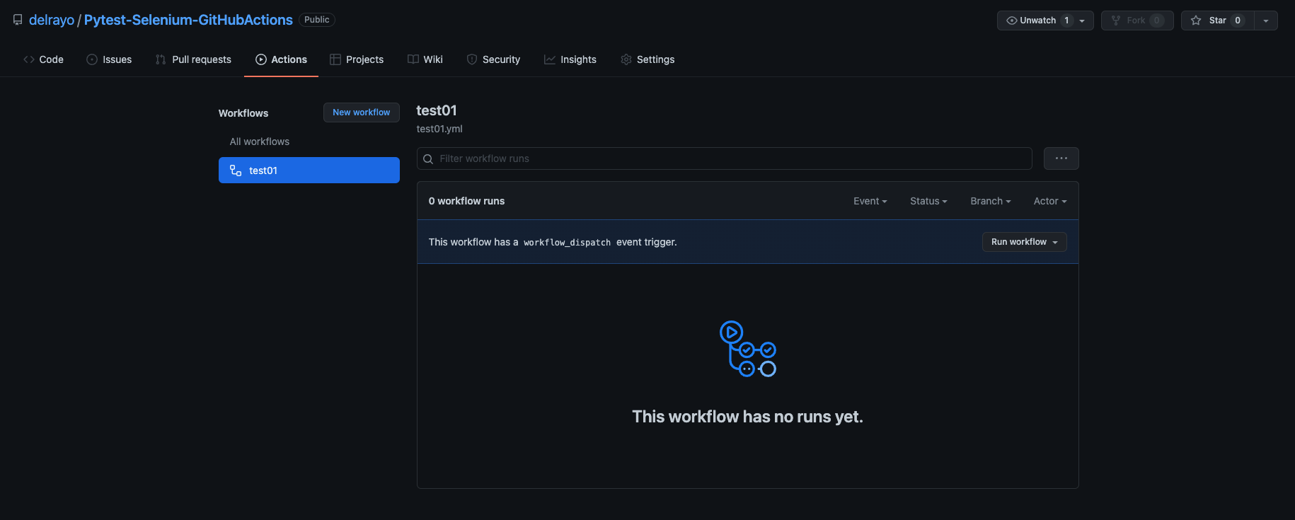 Run workflow screenshot