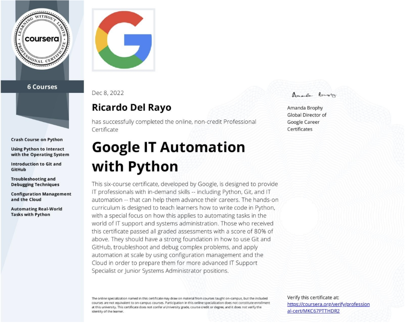 Professional Certificate